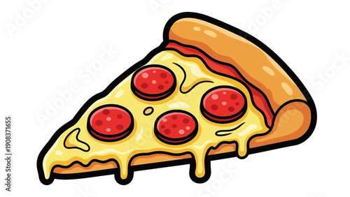 Pepperoni Pizza Slice with Melted Cheese.
