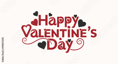 A vibrant graphic displays the words happy valentine s day adorned with decorative hearts and flourishes high quality professional