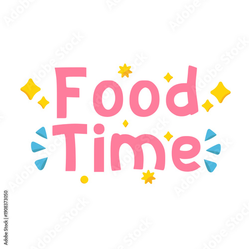 Vibrant illustration of Food Time with colorful decorations on a black background 52