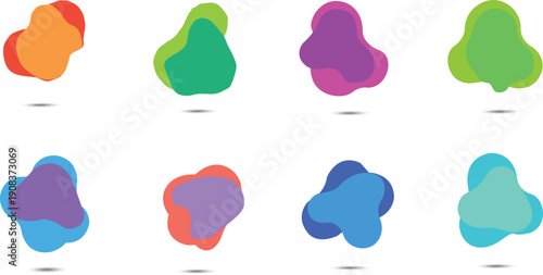 Abstract colorful organic blob shapes set for modern graphic and web design