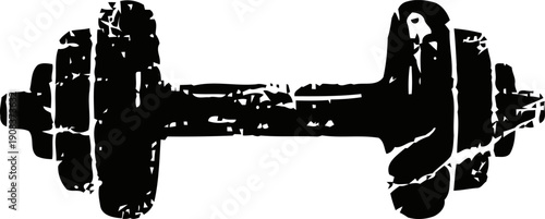 Vintage dumbbell illustration with distressed texture, gym equipment for fitness and weightlifting design