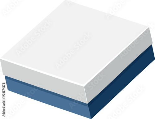 3D isometric white and blue gift box mockup vector