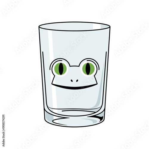 Cute Frog Face Printed on a Clear Glass Tumbler, Funny Drinkware