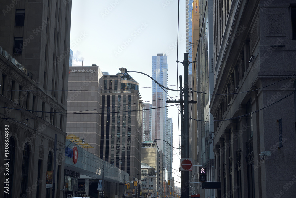 Fototapeta premium looking west on Adelaide St W from Bay St, Toronto