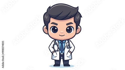 Cartoon Doctor Character Illustration White Coat.