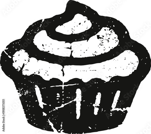 Cupcake with frosting swirl sweet dessert treat, bakery, baked good, snack, confectionery symbol