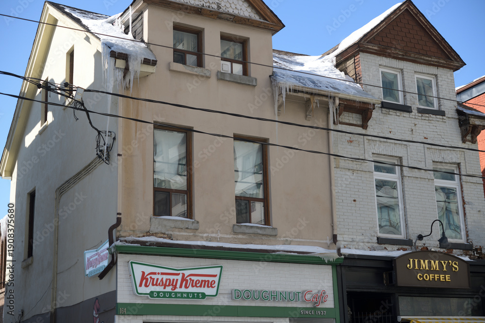 Fototapeta premium Krispy Kreme Café and Jimmy's Coffee on McCaul St, Toronto
