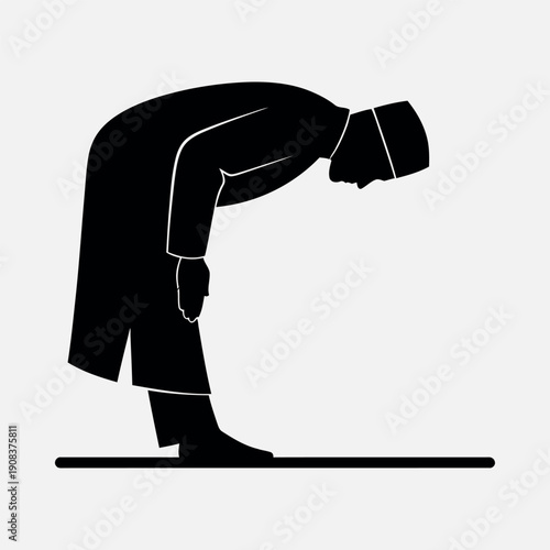 Man bowing in respect or greeting with traditional attire