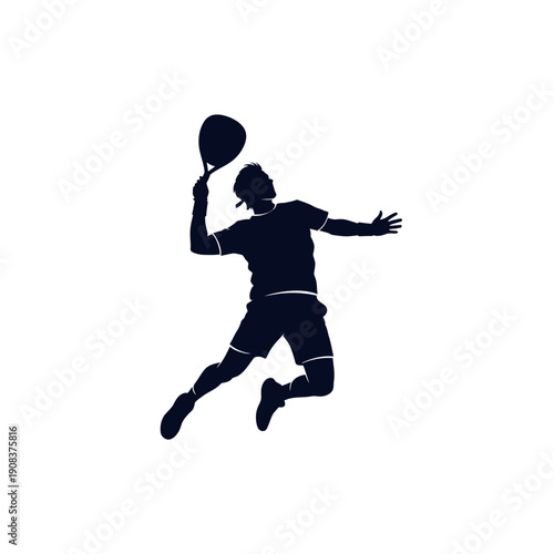 Tennis Player Silhouette Jumping to Serve Overhead Smash Action Shot