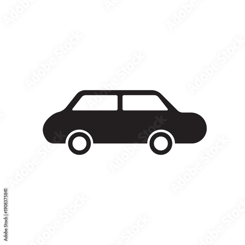 Simple black car icon isolated on transparent background