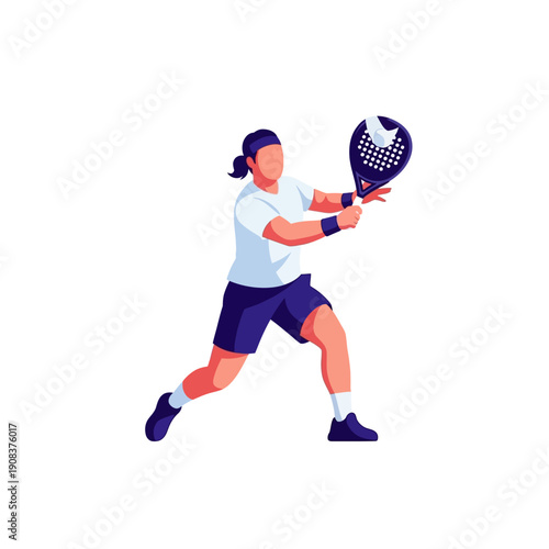 Woman playing padel tennis, hitting the ball with a racket, dynamic action shot