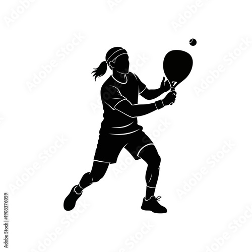 Silhouette of a padel player hitting the ball during a match, dynamic action shot