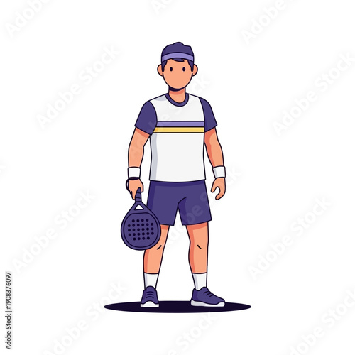 Padel Player Holding Racket, Sportswear, Ready for Game