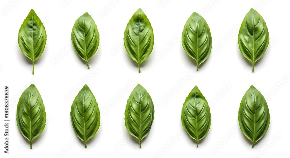 Fototapeta premium Green tropical leaf set isolated on white for design industry branding and marketing. Suitable for Sustainability and Eco-Lifestyle, Packaging and Label Design, Social Media Visuals. Ideal for brandin