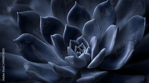 Close-up Macro Shot of a Dark Blue Succulent Plant.