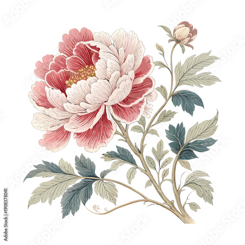 Minimalist Zen Plum Blossom Branch Vector Illustration