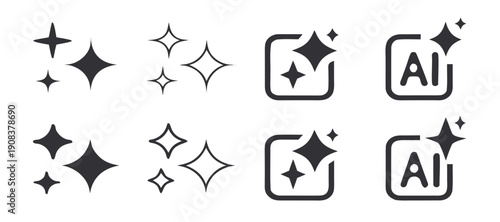 Canvas Print Set of generated AI icons