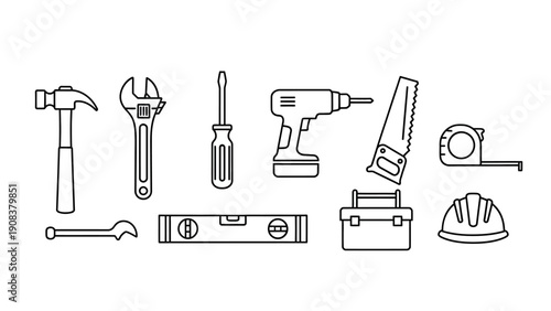 Assorted Tools and Equipment for Construction.