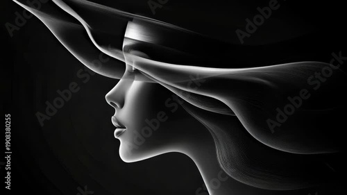 Stylized beautiful woman's portrait in an abstract fashion composition