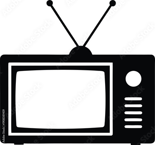 Retro television icon with antenna