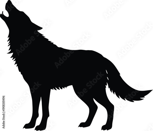 Wolf howling silhouette vector