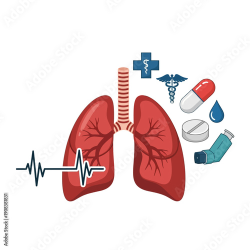 Human Lungs Health Care Medical Symbols and Icons