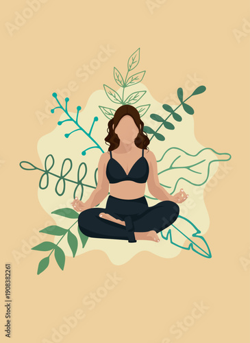 девушка без лица в позе лотоса - йога 