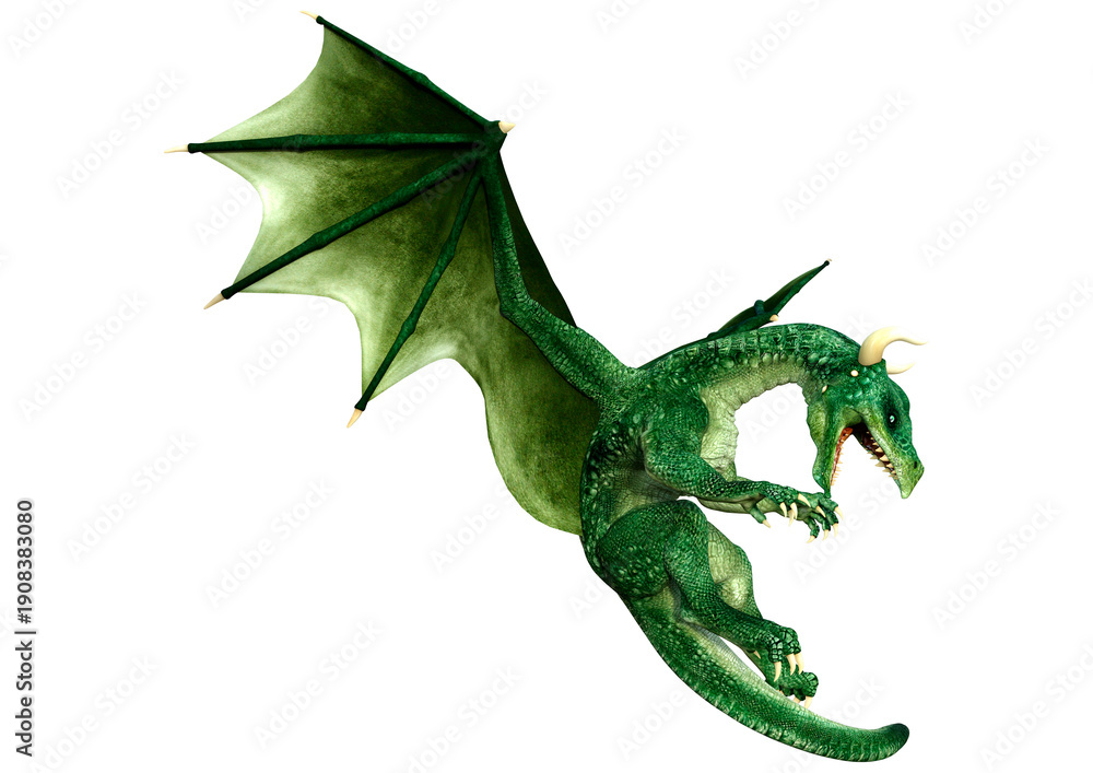 Obraz premium 3D Rendering Fairy Tale Dragon on White