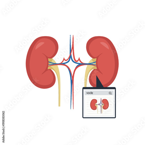 Human Kidneys Anatomy Medical Illustration with Search Box
