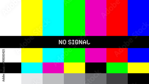Retro No Signal Television Test Pattern Screen, TV error indication