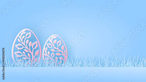 Easter card. Pink decorative eggs