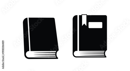 Two closed books with a bookmark a classic black silhouette