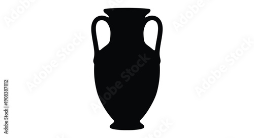 Ancient greek amphora vase isolated on white background silhouette