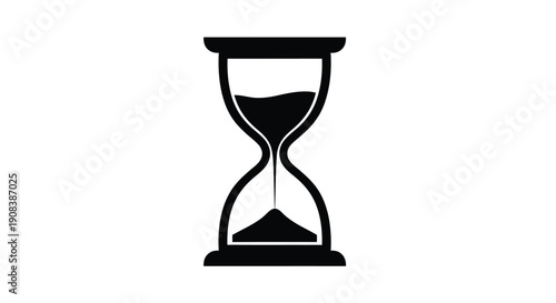 Simple black hourglass design with sand a time telling silhouette