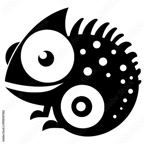 Funny chameleon portrait silhouette