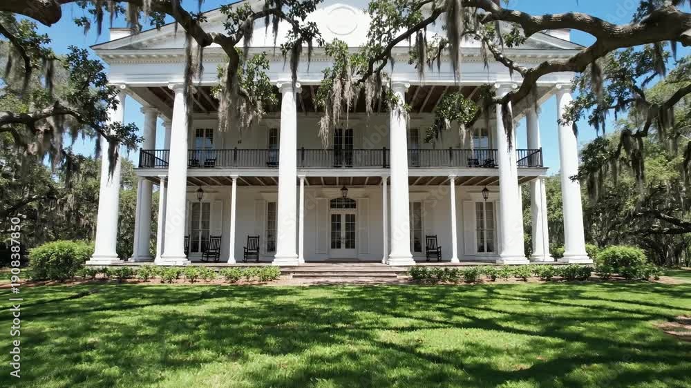 custom made wallpaper toronto digitalGrand white Southern plantation mansion with Greek Revival columns. Forward motion towards a historic estate framed by oak trees and Spanish moss. Luxury architecture