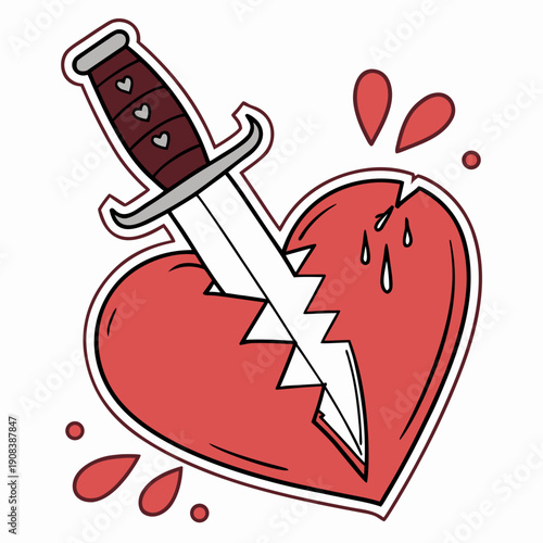 Anti valentines sticker knife heart