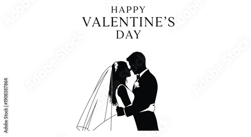 A black silhouette depicts a couple embracing during a valentine s day celebration with text high quality professional detailed