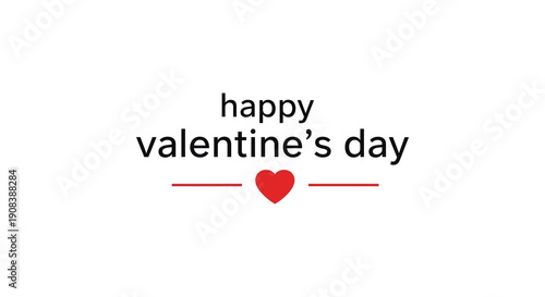 A simple graphic displays the text happy valentine s day with a small red heart and lines high quality