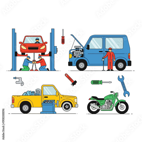 Auto repair shop with car, truck, motorcycle, and mechanic services