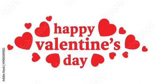 A vibrant red graphic displays the text happy valentine s day surrounded by numerous heart shapes high quality professional