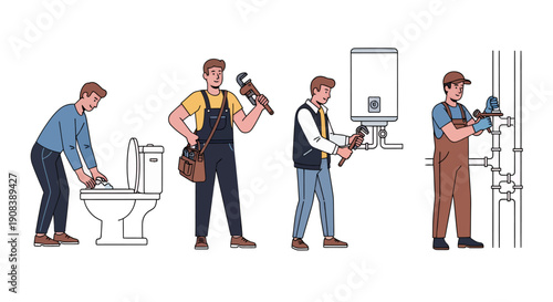 Plumber activities, vector illustration design