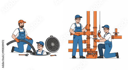 Plumber activities, vector illustration design