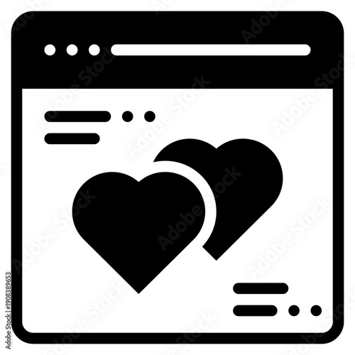 online dating social network love solid glyph icon