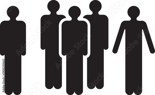 Minimal Human Figure Icons Set in Black and White