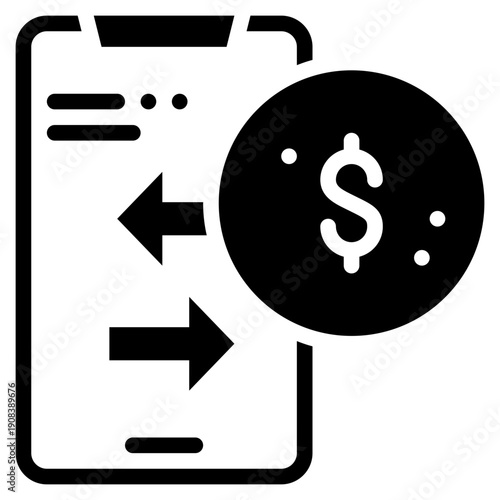 online money exchange transaction social network solid glyph icon