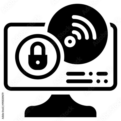 online internet signal lock social network solid glyph icon