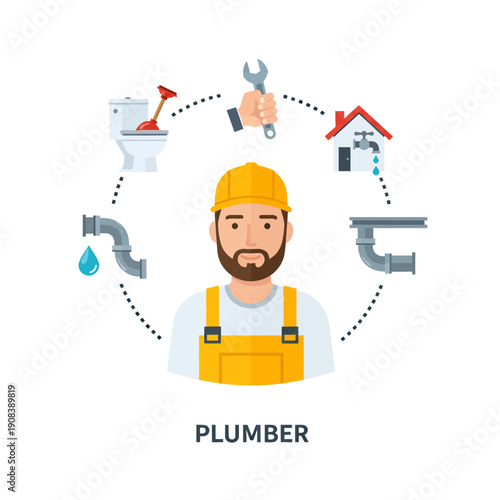 A plumbers elements decoration, vector illustration design