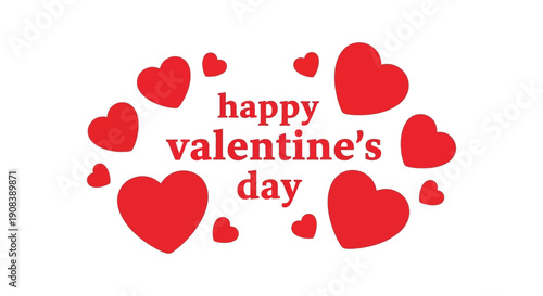 A vibrant image displays several red hearts surrounding the text happy valentine s day in black high quality professional