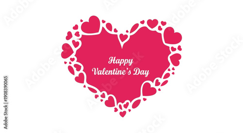 A vibrant pink heart shape is surrounded by smaller hearts featuring a happy valentine s day message high quality